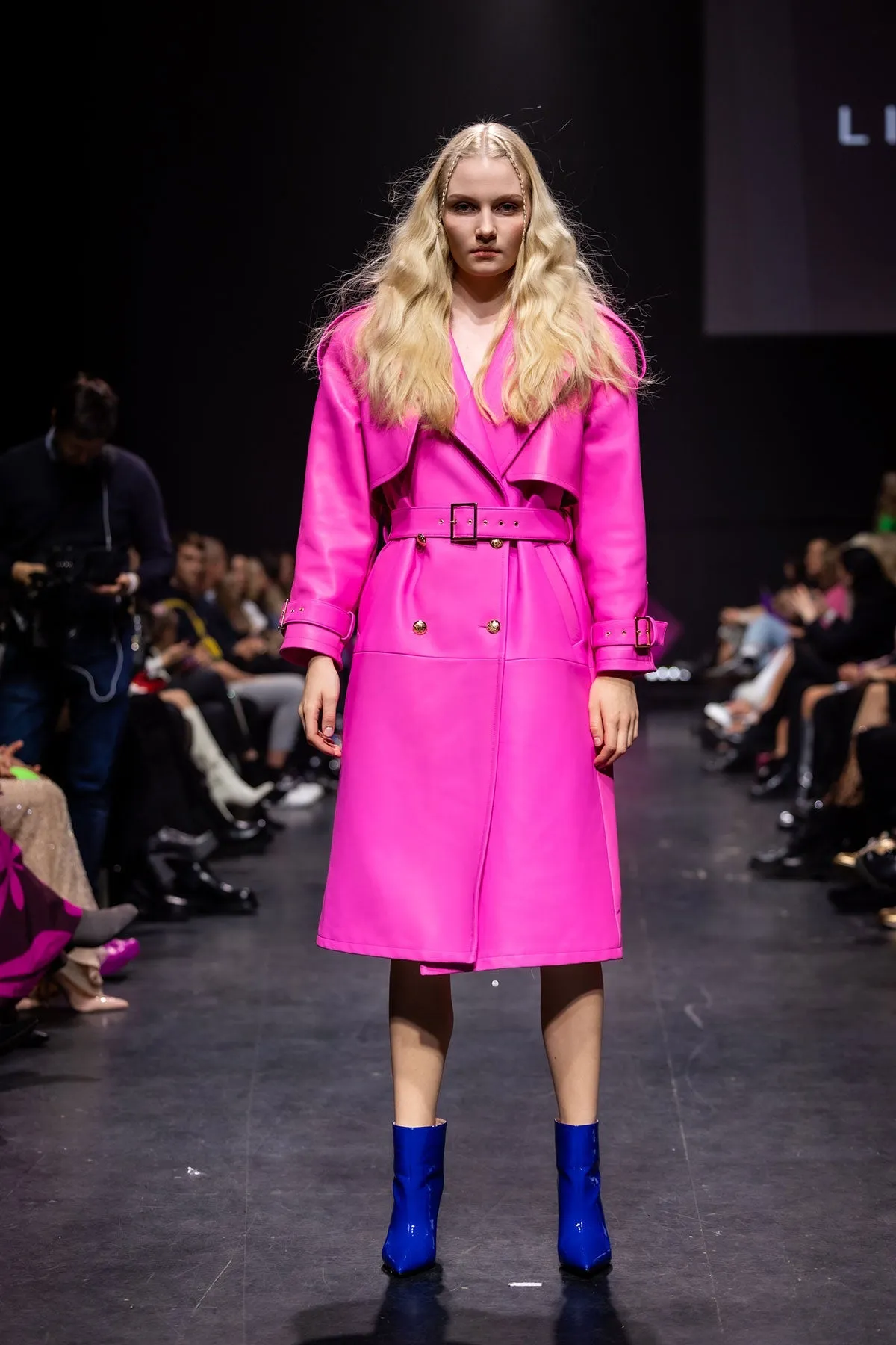 Wild Pink Leather Trench Coat