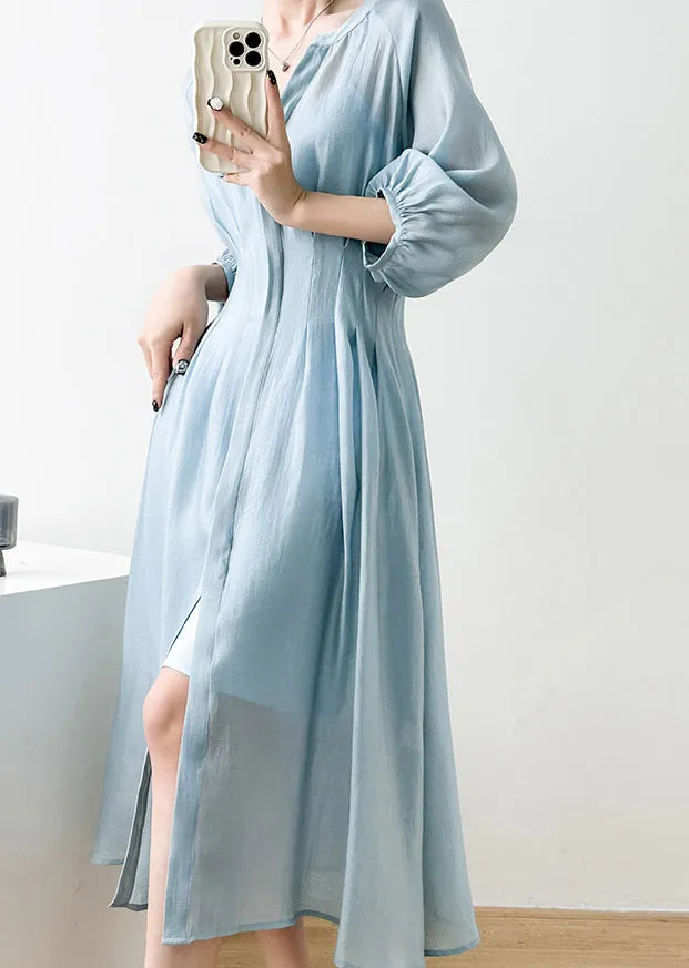 Women Casual And Comfortable V-Neck Long Dress With A-Line Hem For Summer Vacation