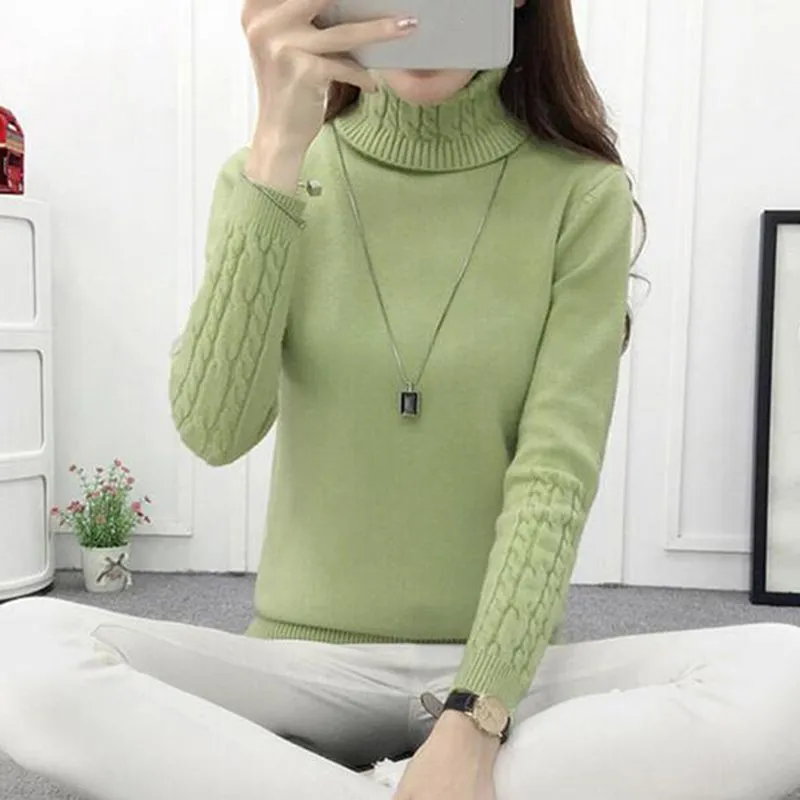 Women turtle neck knitted Sweater Top