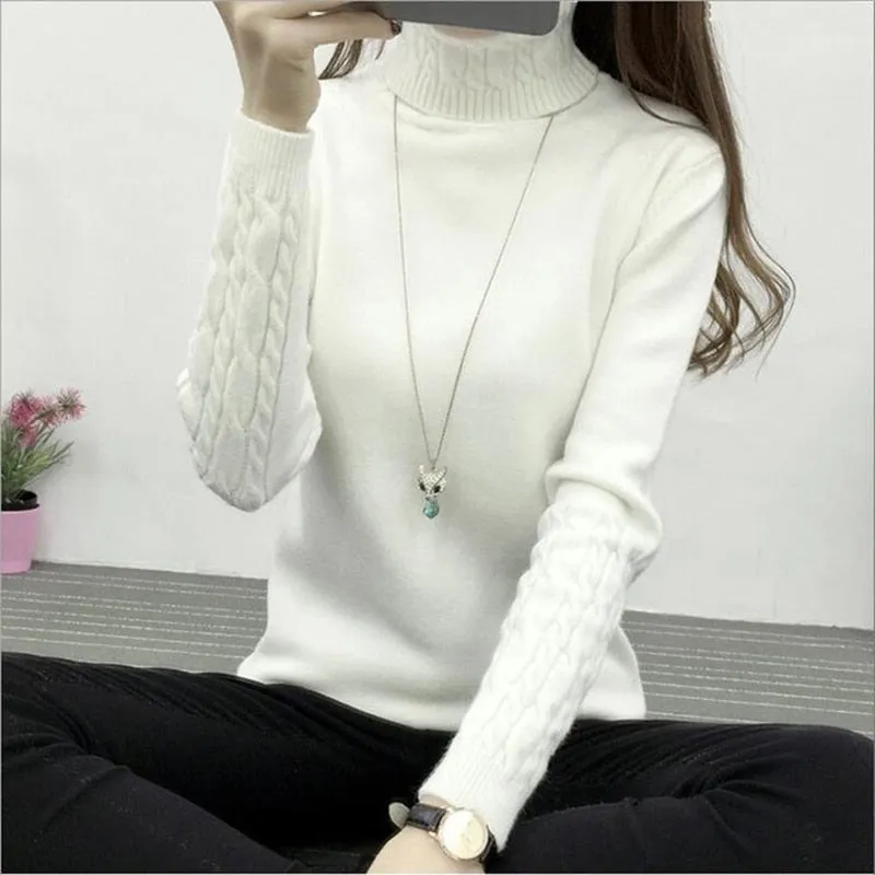 Women turtle neck knitted Sweater Top