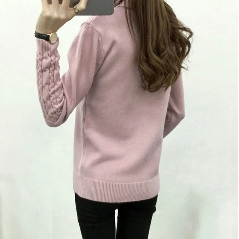 Women turtle neck knitted Sweater Top