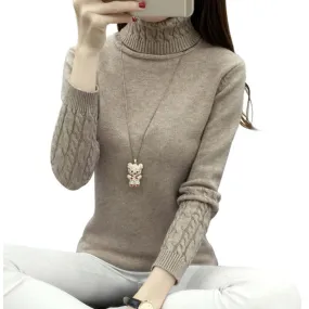 Women turtle neck knitted Sweater Top