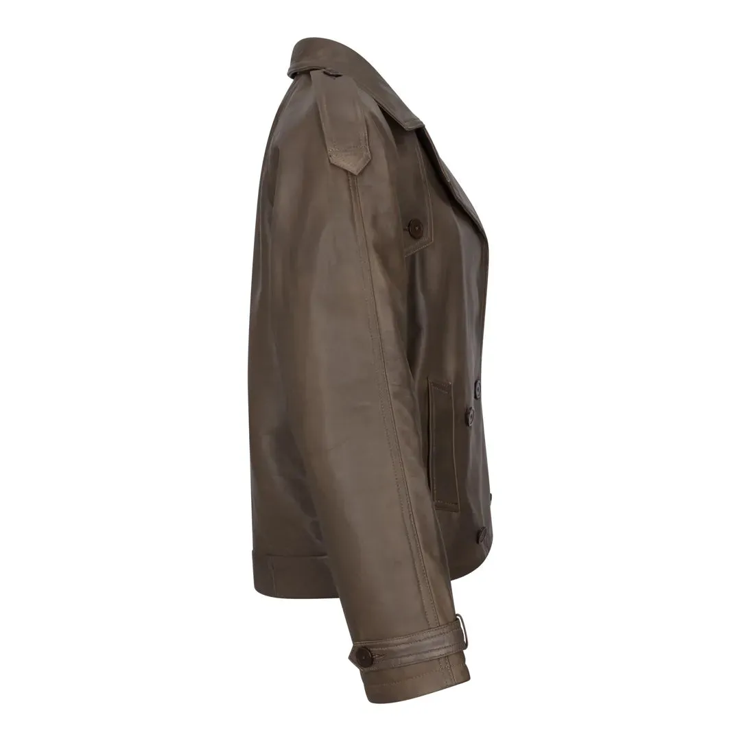 Women's Cropped Trenchcoat Leather Jacket