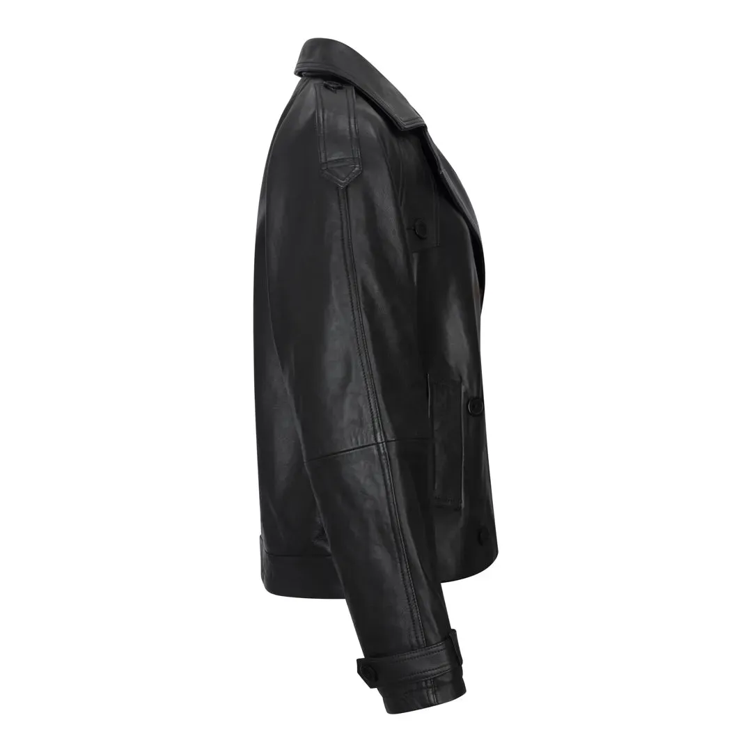 Women's Cropped Trenchcoat Leather Jacket