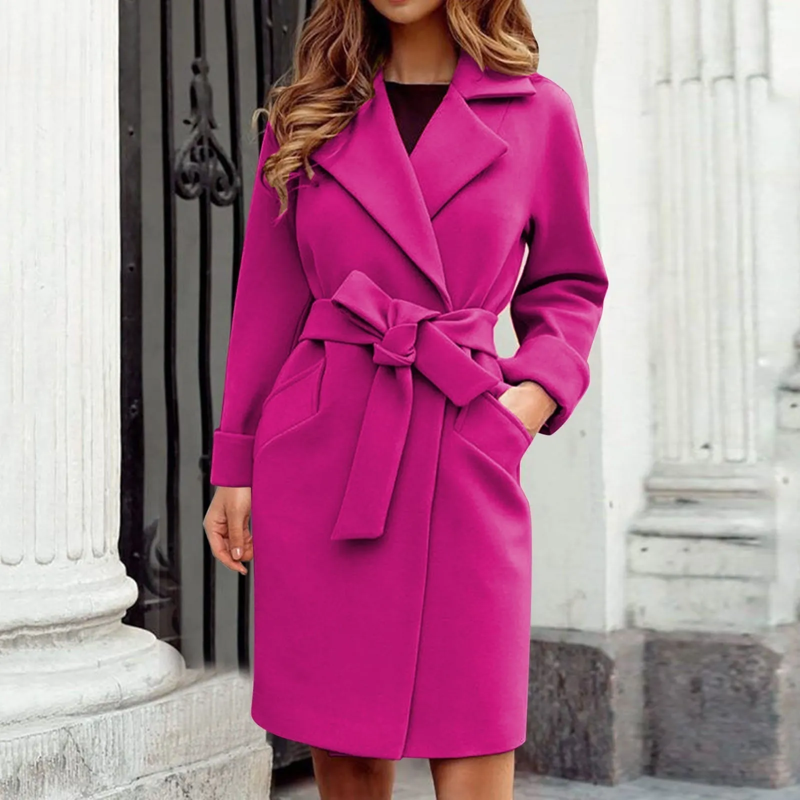 Women's Elegant Long Winter Trench Coat with Belt | Ideal for Autumn/Winter