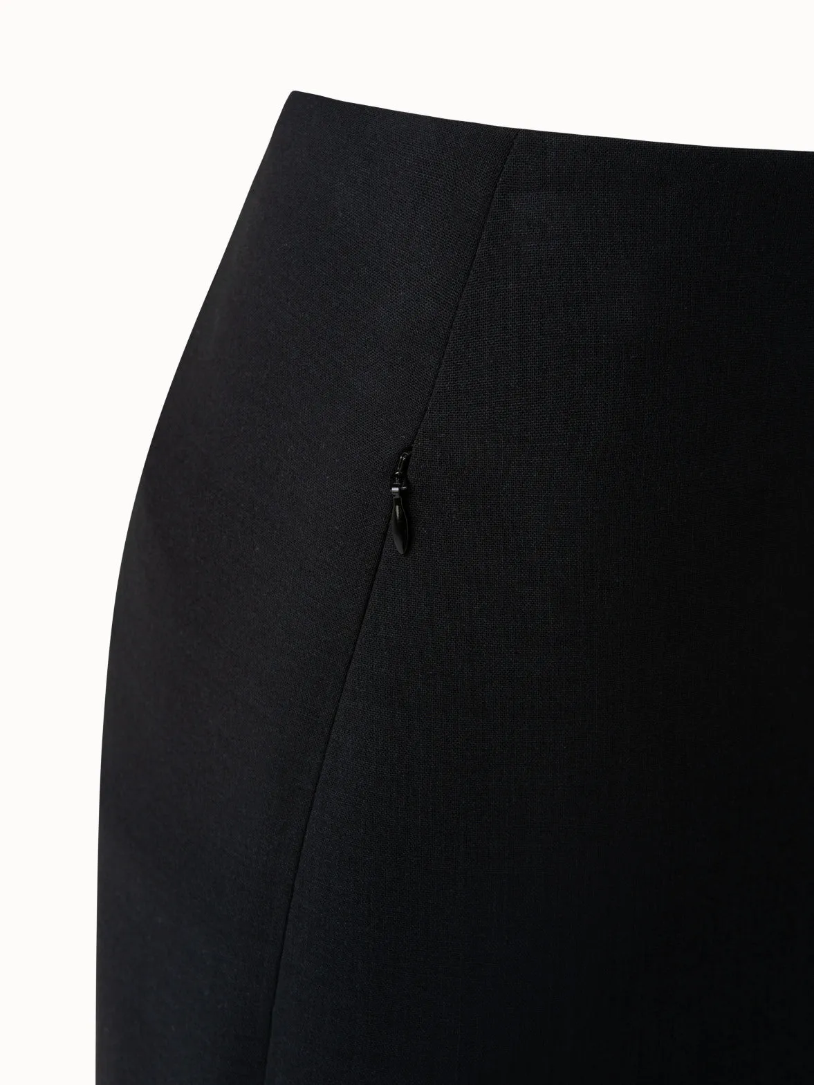 Wool Double-Face Pencil Skirt with Zip Pockets