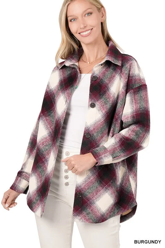 Yarn Dyed Plaid Shacket With Pockets