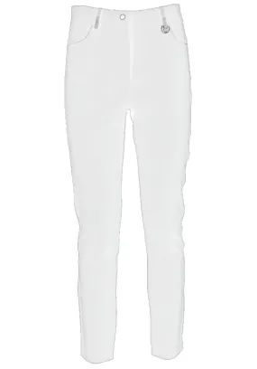 Yes Zee Chic White Slim-Fit Milano Stitch Trousers