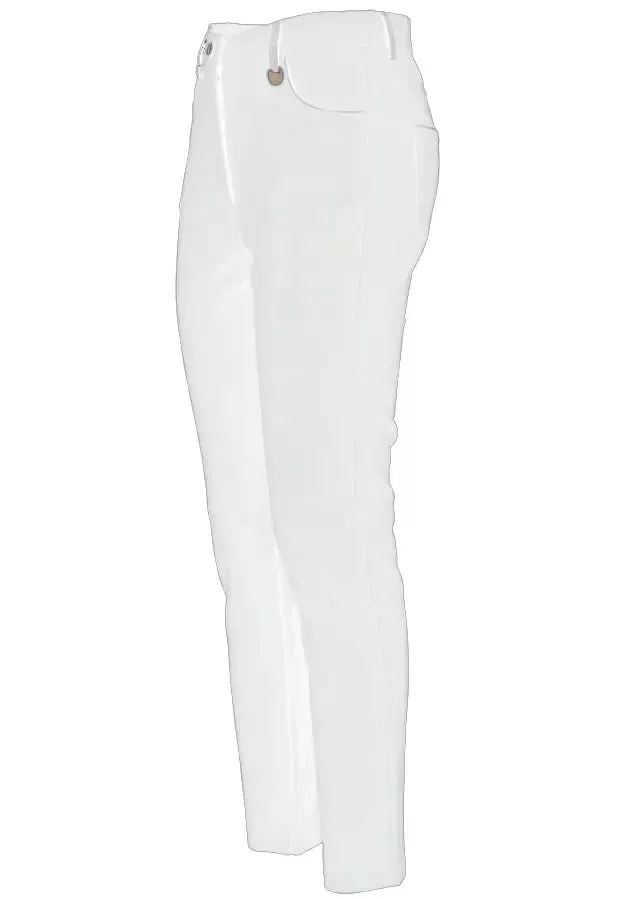 Yes Zee Chic White Slim-Fit Milano Stitch Trousers