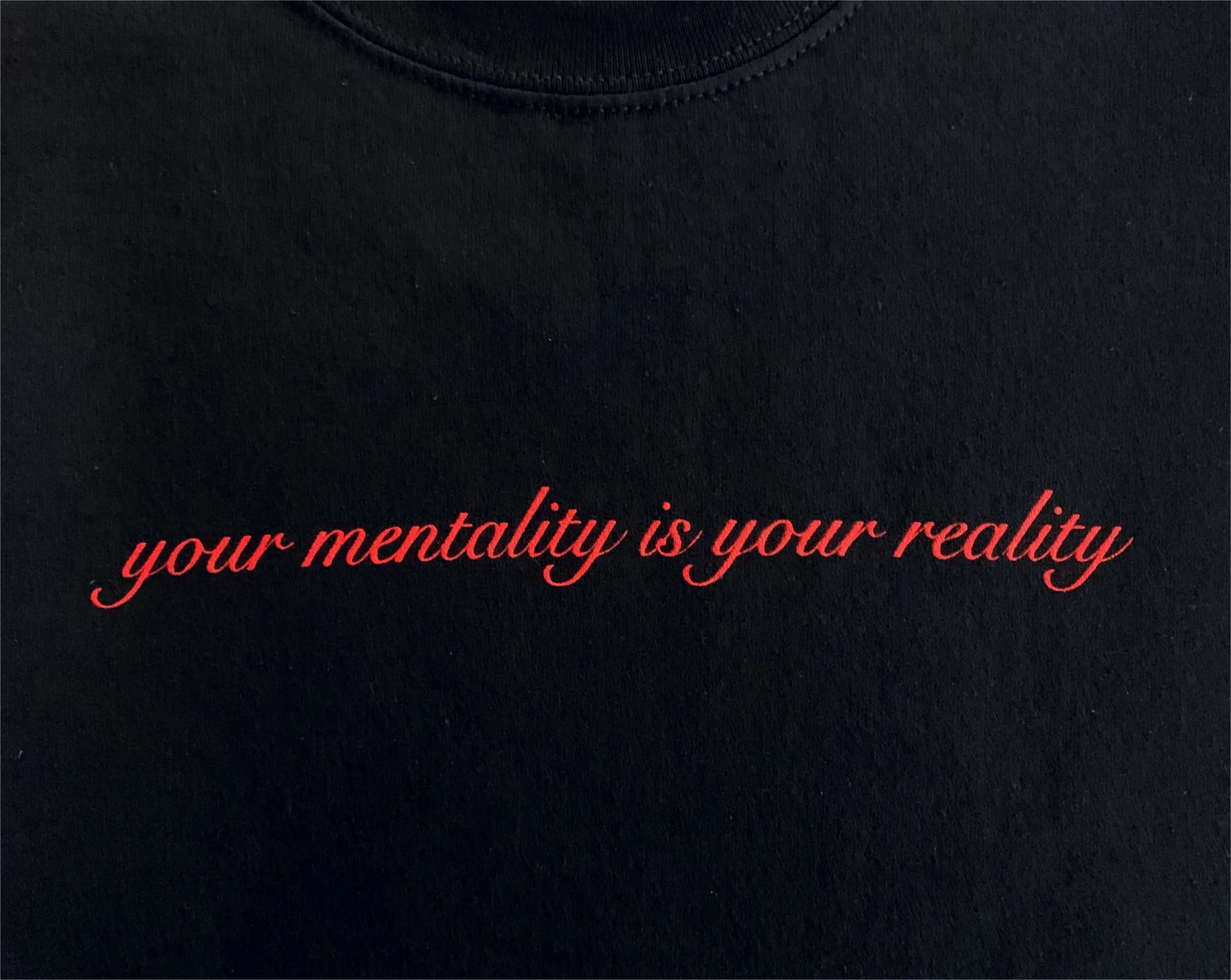 Your Mentality is Your Reality Black Graphic Cropped Unisex Crewneck Sweatshirt